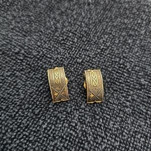 Vintage Damascene Spanish Clip Earrings